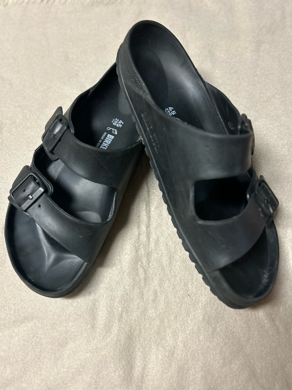 Birkenstock Mens Black Arizona EVA Dual-Buckle Slide Sandals size12(45)